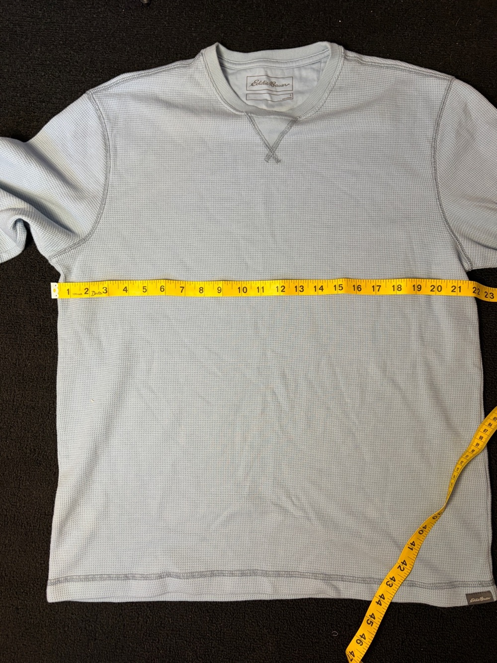 Eddie Bauer Light Blue Long-Sleeve Waffle Thermal Shirt - Picture 7 of 8